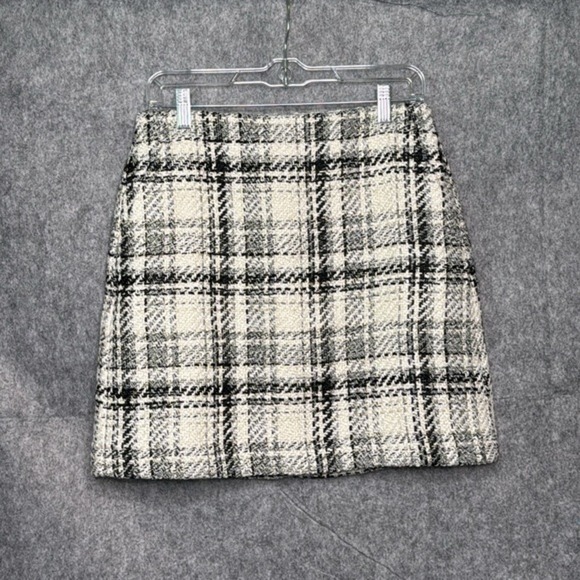 LOFT Black/White‎ Mini Tweed Pocket Wool/Cotton Blend Skirt- Sz 2 - Picture 1 of 8